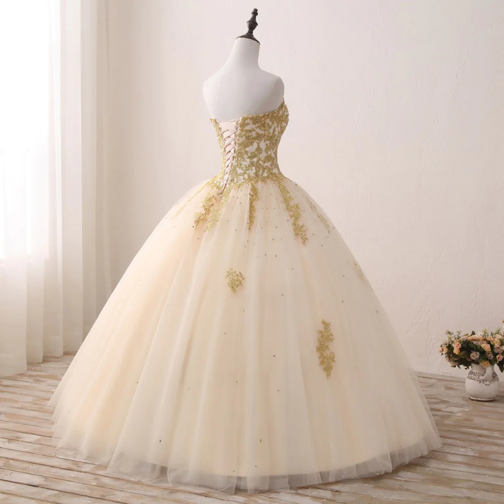 White and Gold Sweet 16 Dresses