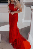 Red Long Spaghetti Straps Prom Dress, Appliques Fashion Party Dress KPP2043