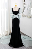 Simple Mermaid Velvet Black Long Prom Dress, Black Long Formal Dress KPP2069