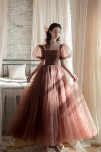 Lovely Tulle Tea Length Graduation Dress, A Line Party Dress KPH0768