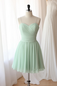 A Line Sweetheart Neck Chiffon Green Short Prom Dress, Green Homecoming Dress KPH0721