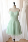 A Line Sweetheart Neck Chiffon Green Short Prom Dress, Green Homecoming Dress KPH0721