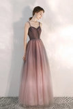 Beautiful Gradient Tulle Straps Sweetheart Long Party Dress, Junior Prom Dresses KPP1970