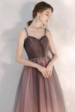 Beautiful Gradient Tulle Straps Sweetheart Long Party Dress, Junior Prom Dresses KPP1970