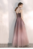 Beautiful Gradient Tulle Straps Sweetheart Long Party Dress, Junior Prom Dresses KPP1970