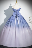 Blue Gradient Color Glitter Sequins Prom Dresses, A Line Off The Shoulder Blue Princess Formal Dresses KPP1977