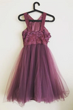 Open Back Dark Purple Lace Short Prom Dresses, Homecoming Dresses, Formal Dresses KPH0739