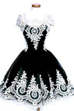 Black A Line Classical Princess Short Homecoming Dresses KPH0744