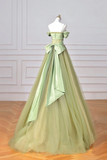 Green Spaghetti Strap Tulle Long Prom Dress, Beautiful A Line Evening Party Dress KPP1993