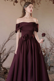 Elegant Satin Floor Length Prom Dress, A Line Off the Shoulder Formal Party Dress KPP2002