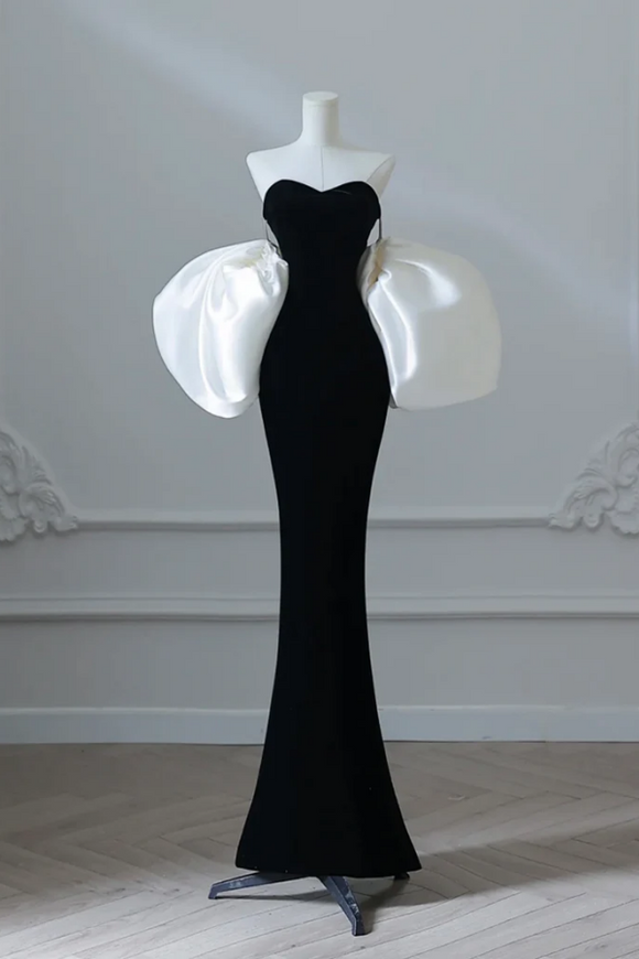 Simple Mermaid Velvet Black Long Prom Dress, Black Long Formal Dress KPP2007