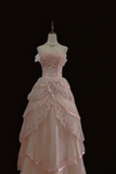 Pink Tulle with Lace Princess Formal Dress, Cute Pink Tulle Prom Dress KPP2030