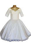 Kateprom 50s Style White Lace And Satin Short Wedding Dress KPW0724