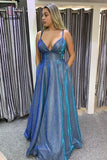 Kateprom Hot Sexy A Line Spaghetti Straps Blue Long Prom/Evening Dresses KPP0967