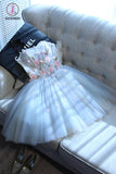 Kateprom Beautiful Sweetheart Tulle Graduation Dress with Flower, A Line Strapless Cute Homecoming Dress KPH0350