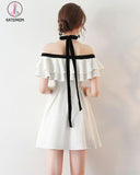 Kateprom Chic Light Ivory Halter Ruffles Chiffon Short Homecoming Dresses,Short Prom Dresses KPH0277