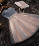 Kateprom A-line Strapless Short Tulle Sash Homecoming Cocktail Party Dresses for Teens KPH0279