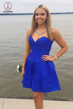 Kateprom Royal Blue Strapless Sweetheart Homecoming Dress, Simple A Line Short Graduation Dress KPH0302