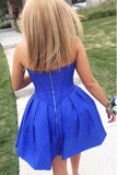 Kateprom Royal Blue Strapless Sweetheart Homecoming Dress, Simple A Line Short Graduation Dress KPH0302