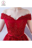 Kateprom Red Off Shoulder Tulle Short Homecoming Dresses, Appliqued Simple Party Dresses KPH0325