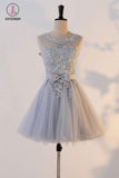 Kateprom Cute A Line Appliqued Homecoming Dress with Bowknot, Cheap Tulle Short Prom Dress KPH0339