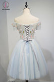 Kateprom A Line Sweetheart Cute Short Homecoming Dress with Appliques, Mini Short Dress with Belt KPH0365