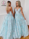 Kateprom Spaghetti Strap Prom Dresses Beaded Lace Prom Dress, Charming Long Prom Gown KPP0920