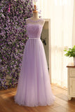 Kateprom Pink Sleeveless Prom Dress with Flowers, A Line Floor Length Tulle Evening Dress KPP0941