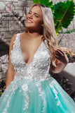 Kateprom Stunning Lace Applique Long Prom Dresses Quinceanera Dress with Flowers KPP0976