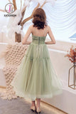 Kateprom Simple Green Tulle Spaghetti Strap Sleeveless Pleated Prom Dresses, A Line Party Dress KPP1001