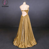 Kateprom Sparkly Spaghetti Straps Sleeveless Floor Length Prom Dress KPP1091