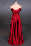 Kateprom Red Spaghetti Straps A Line Simple Prom Dress, Cheap Long Evening Dress KPP1093