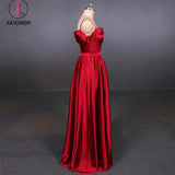 Kateprom Red Spaghetti Straps A Line Simple Prom Dress, Cheap Long Evening Dress KPP1093