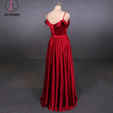 Kateprom Red Spaghetti Straps A Line Simple Prom Dress, Cheap Long Evening Dress KPP1093