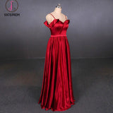 Kateprom Red Spaghetti Straps A Line Simple Prom Dress, Cheap Long Evening Dress KPP1093