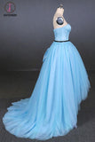 Kateprom Light Blue High Low Strapless Tulle Prom Dresses, Hi-Lo Tulle Evening Dresses KPP1094