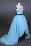 Kateprom Light Blue High Low Strapless Tulle Prom Dresses, Hi-Lo Tulle Evening Dresses KPP1094