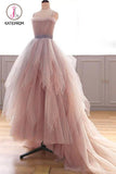 Kateprom Vintage A Line Spaghetti Straps Blush Prom Dresses, Puffy Ruffles Party Dresses KPP1157