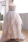 Kateprom Vintage A Line Spaghetti Straps Blush Prom Dresses, Puffy Ruffles Party Dresses KPP1157