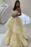 Kateprom Daffodil Princess A Line Spaghetti Straps Layers Tulle Prom Dresses, Unique Formal Dress KPP1163