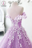 Kateprom Lilac Off the Shoulder Gorgeous Long Prom Dress, Charming Formal Dress with Flowers KPP1182