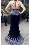 Kateprom Dark Navy Blue Mermaid Prom Dresses with Appliques, Charming Long Formal Dresses KPP1244