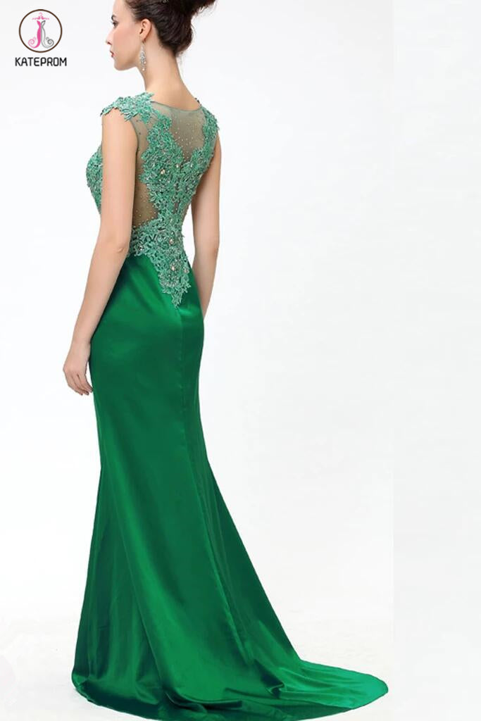 Green Lace Beaded See Through Mermaid Sexy Prom Dresses KPP0041 – kateprom