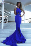 Simple Royal Blue Mermaid Prom Dress with Keyhole, Cheap Long Formal Dress KPP0678