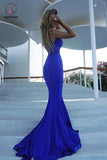 Simple Royal Blue Mermaid Prom Dress with Keyhole, Cheap Long Formal Dress KPP0678