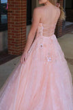 Spaghetti Straps Pink Prom Dress with Appliques Beading Formal Gown KPP0719