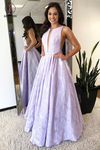 Floor-Length Sleeveless Lilac Prom Dress, A Line Long Evening Dresses KPP0765