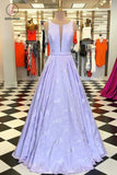 Floor-Length Sleeveless Lilac Prom Dress, A Line Long Evening Dresses KPP0765