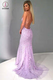 Spaghetti Strap Mermaid Prom Dress, Appliques Tulle Senior Prom Dresses KPP0771