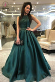 Dark Green Backless Evening Dress, Elegant Sleeveless Long Formal Dress KPP0785